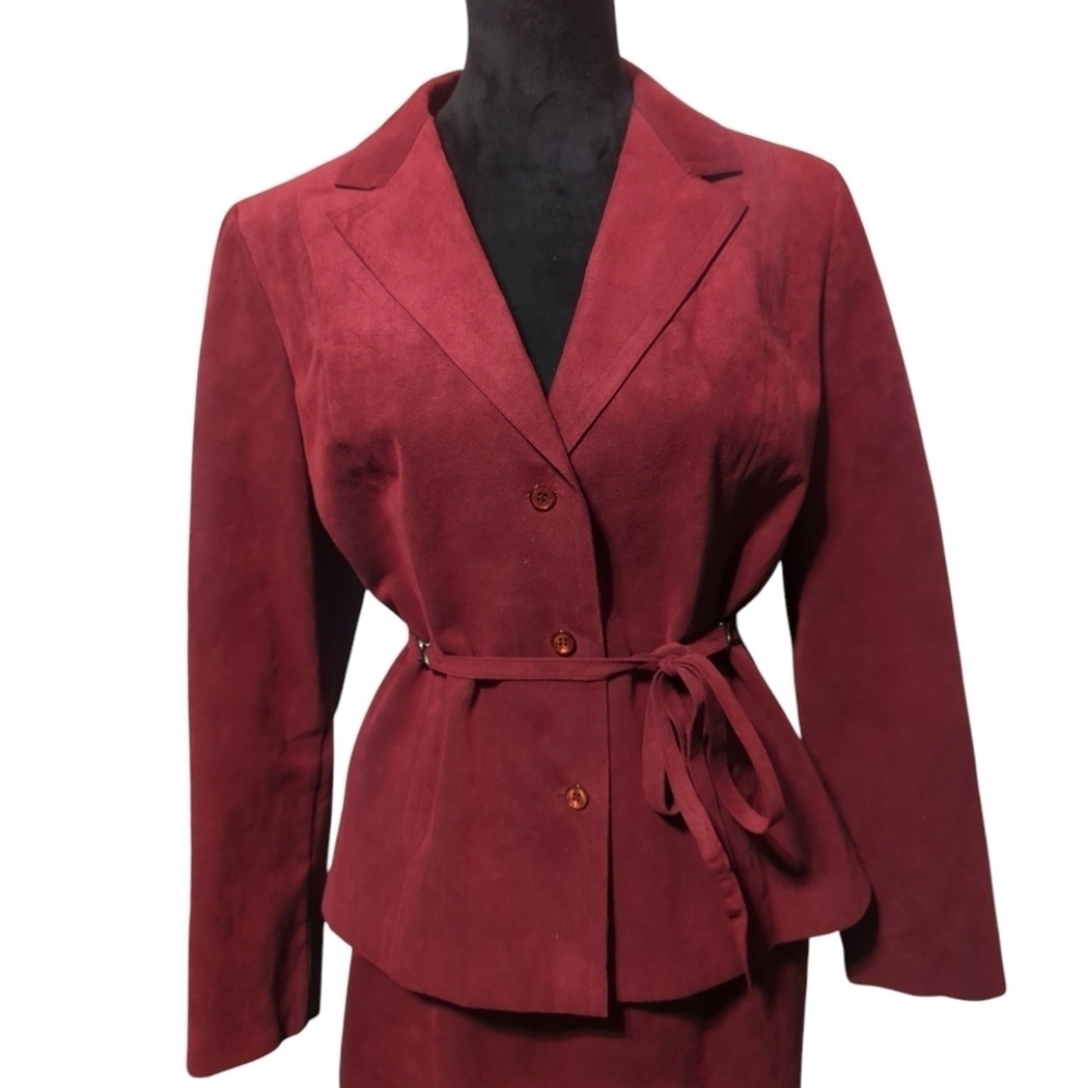 Vintage 70s Abe Schrader Microsuede Skirt Suit W/ Pockets - Picture 4 of 9